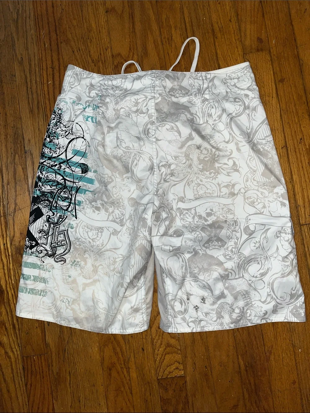 Mission Bay The Surfing Buddha Brand Men's White Graphic Swim Trunks Size 34